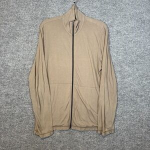 James Perse Sweater Mens 3 Tan Full Zip Up Sweatshirt Pockets Lightweight